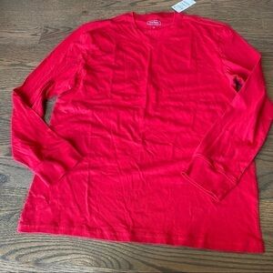 NWT men’s red long sleeve v neck t shirt size lg